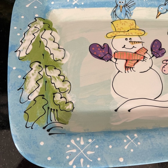 Snowmen Serving Tray Art Pottery By Artables Canada Holiday Tray, snowmen Decor - Picture 5 of 8